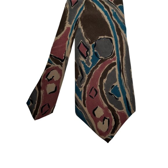 Nino Cerruti Abstract Pattern 100% Silk Crepe Tie Made In USA - Picture 2 of 5